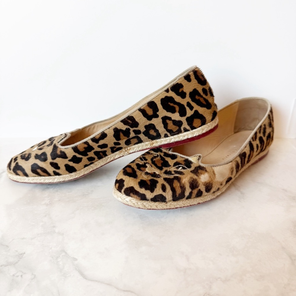 Charlotte Olympia Leopard-Print Calf Hair Kitty Flats 42/11 - Picture 3 of 9
